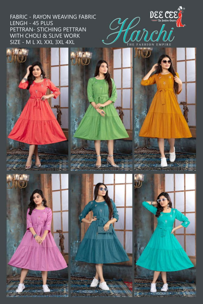 Harchi By Deecee Rayon Short Designer Kurtis Catalog